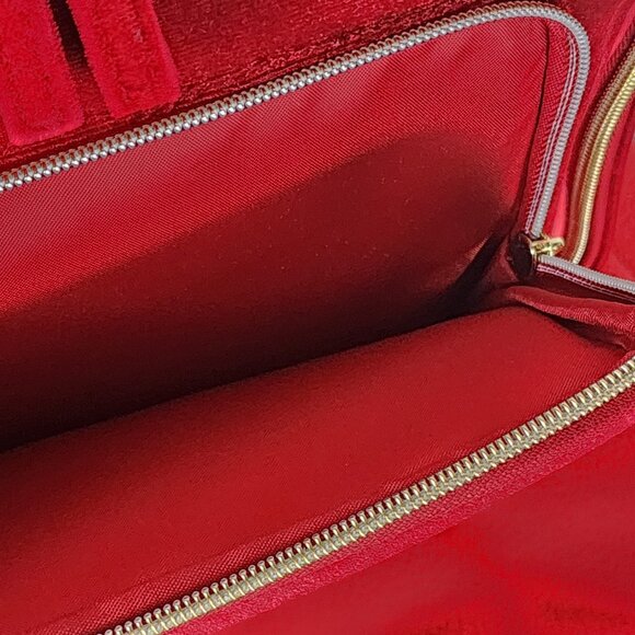 Estee Lauder Red Velvet with Gold Hardware Holiday Recycled Cosmetic Makeup Bag - Picture 13 of 16